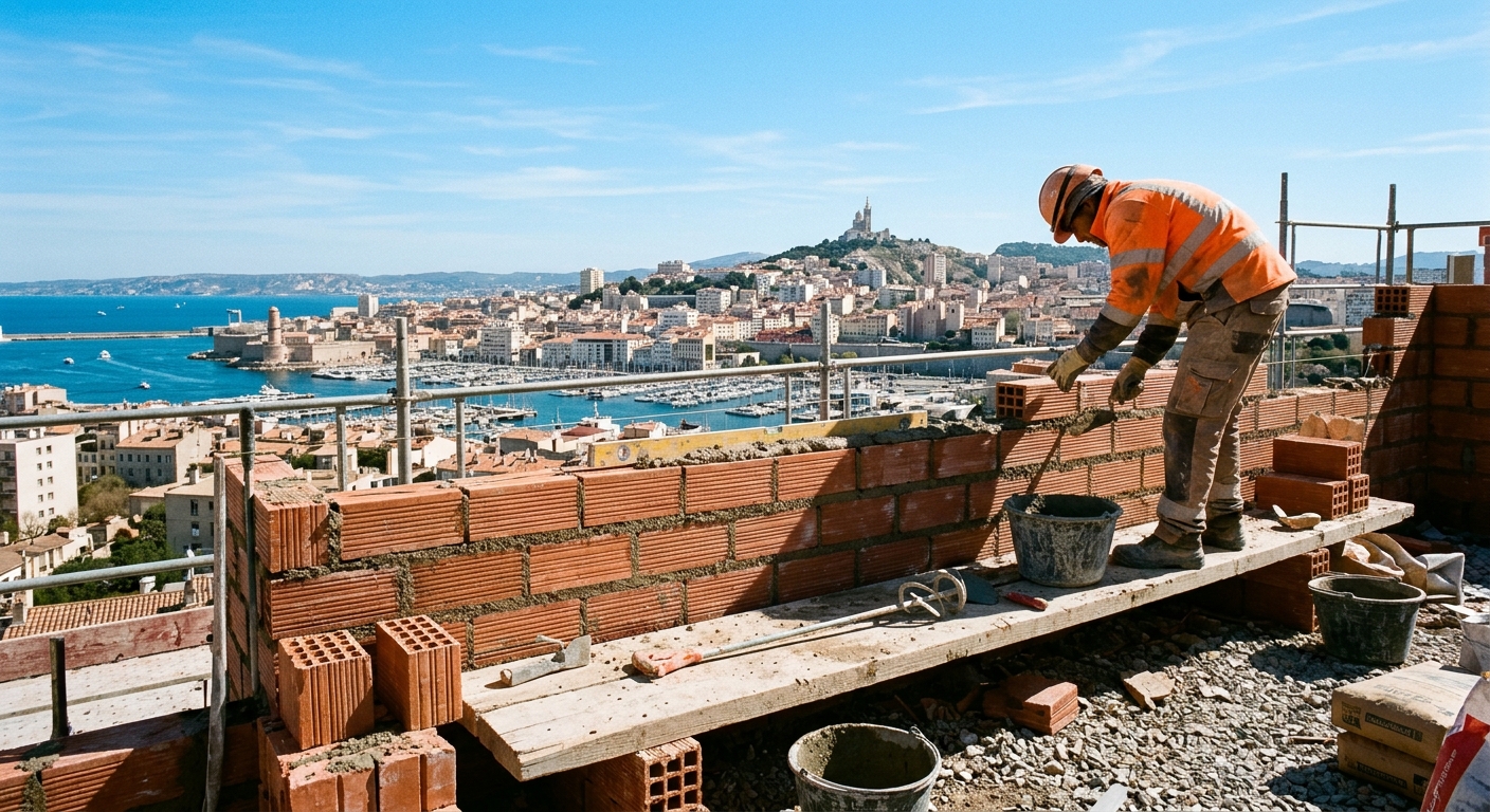 Artisan maçon Marseille sur un chantier de gros œuvre