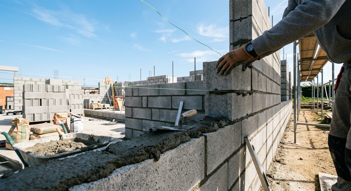 Élévation de murs porteurs lors de travaux de maçonnerie Marseille